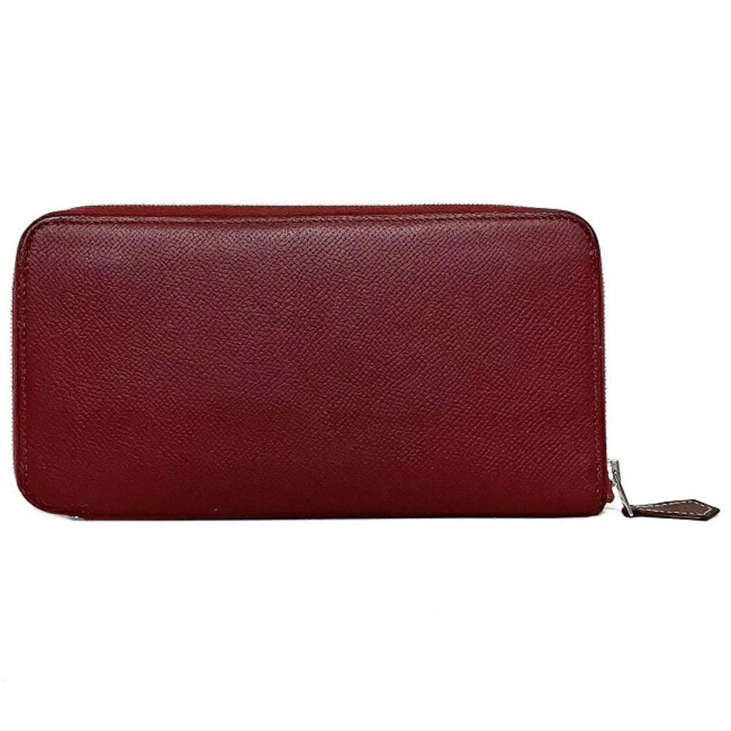 Pre-Owned Hermes Long Wallet Azap Bordeaux Rouge Glenat Silk In Leather Epson HERMES Round Ladies (Good)