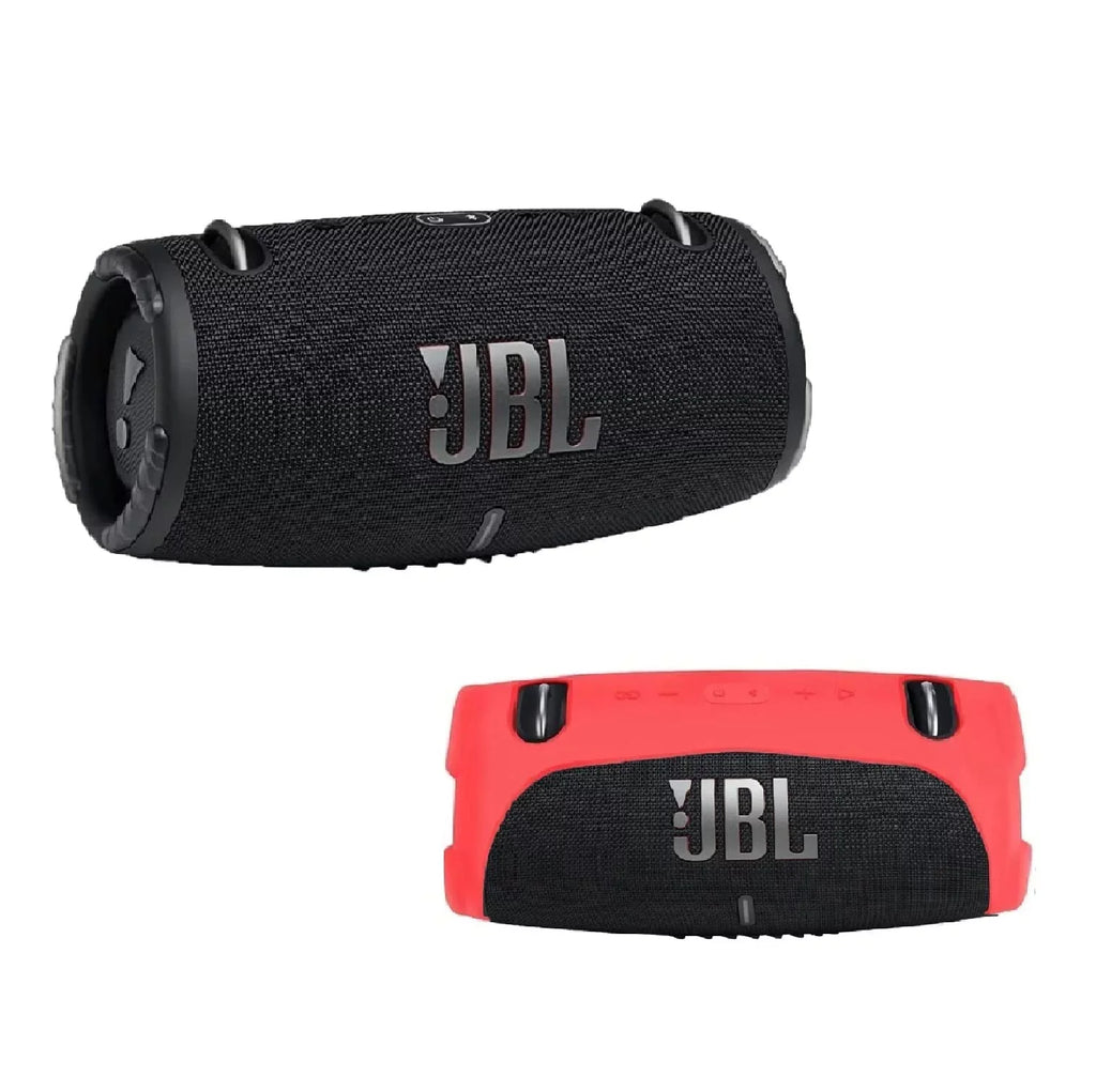 JBL Xtreme 3 - Portable Bluetooth Speaker Bundle with Silicone Carrying Sleeve shield (Black w/Red Sleeve)