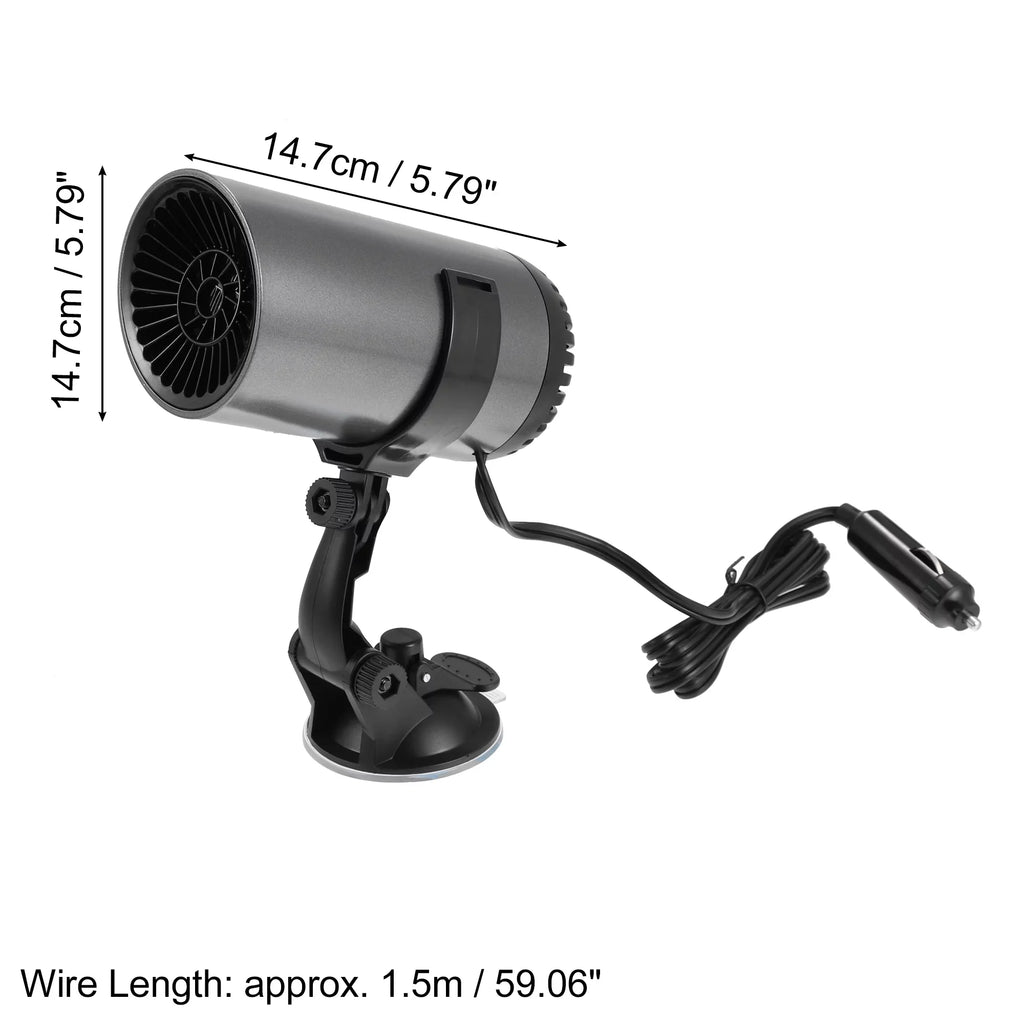 Unique Bargains 12V 150W Portable Car Heater Air Purifying Defogger Defroster with Suction Holder Gray