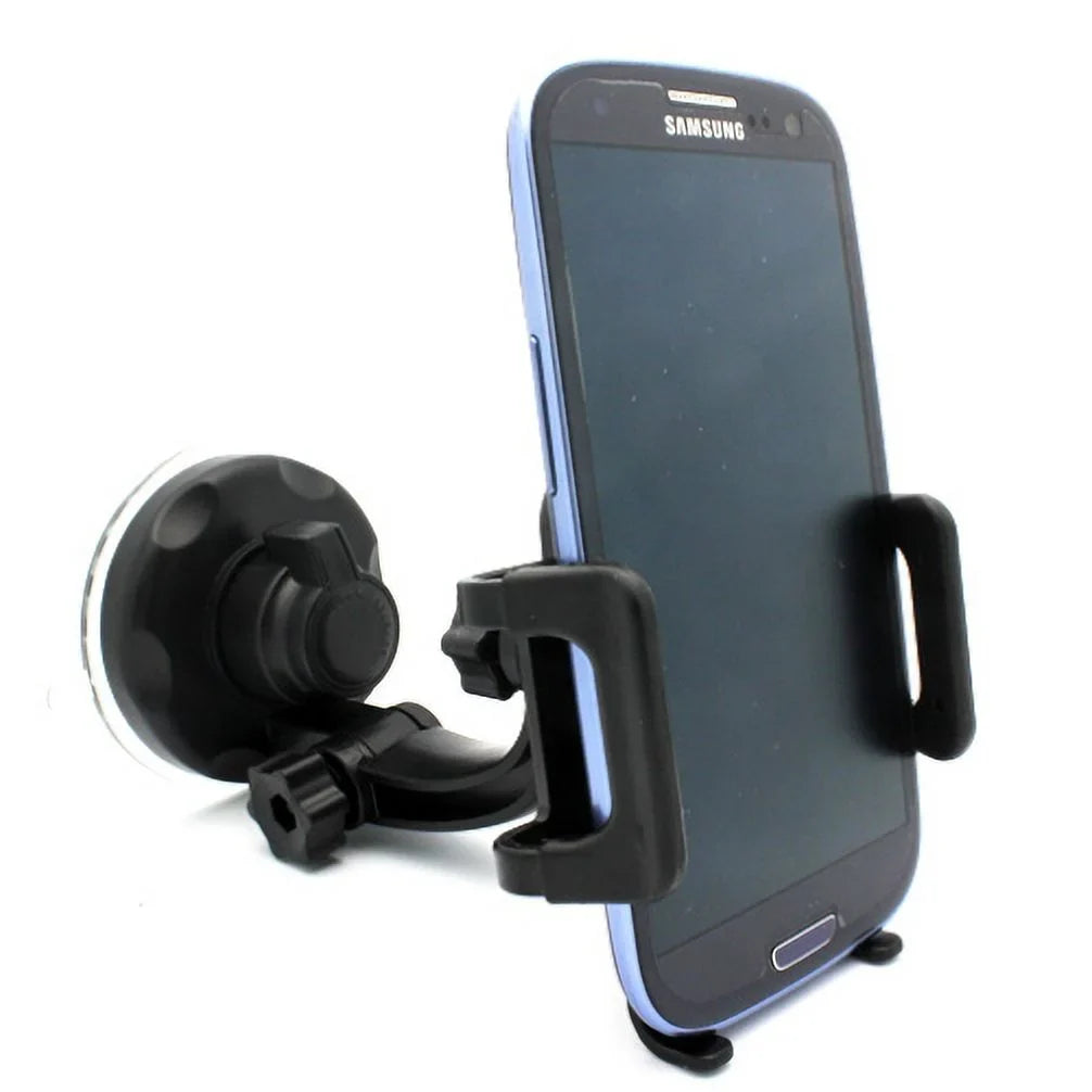 Car Mount Windshield Phone Holder Swivel Cradle Window Rotating Dock Suction Black D8 for Motorola Droid Turbo 2, Moto Z Droid Force Droid -  Galaxy J3 J5 J7, Note 4 5, S5 S6 Edge Edge+ S7