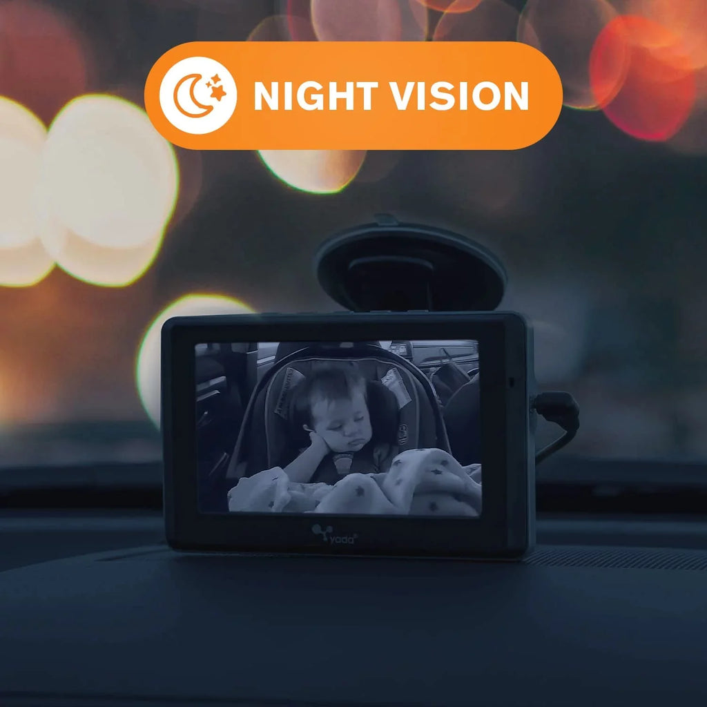 Yada , Car Portable Baby Monitor with Night Vision Cam, Wireless Transmission, Universally suitable, 4.3 Digital Display, Mounts onto Headrest and/or Windshield