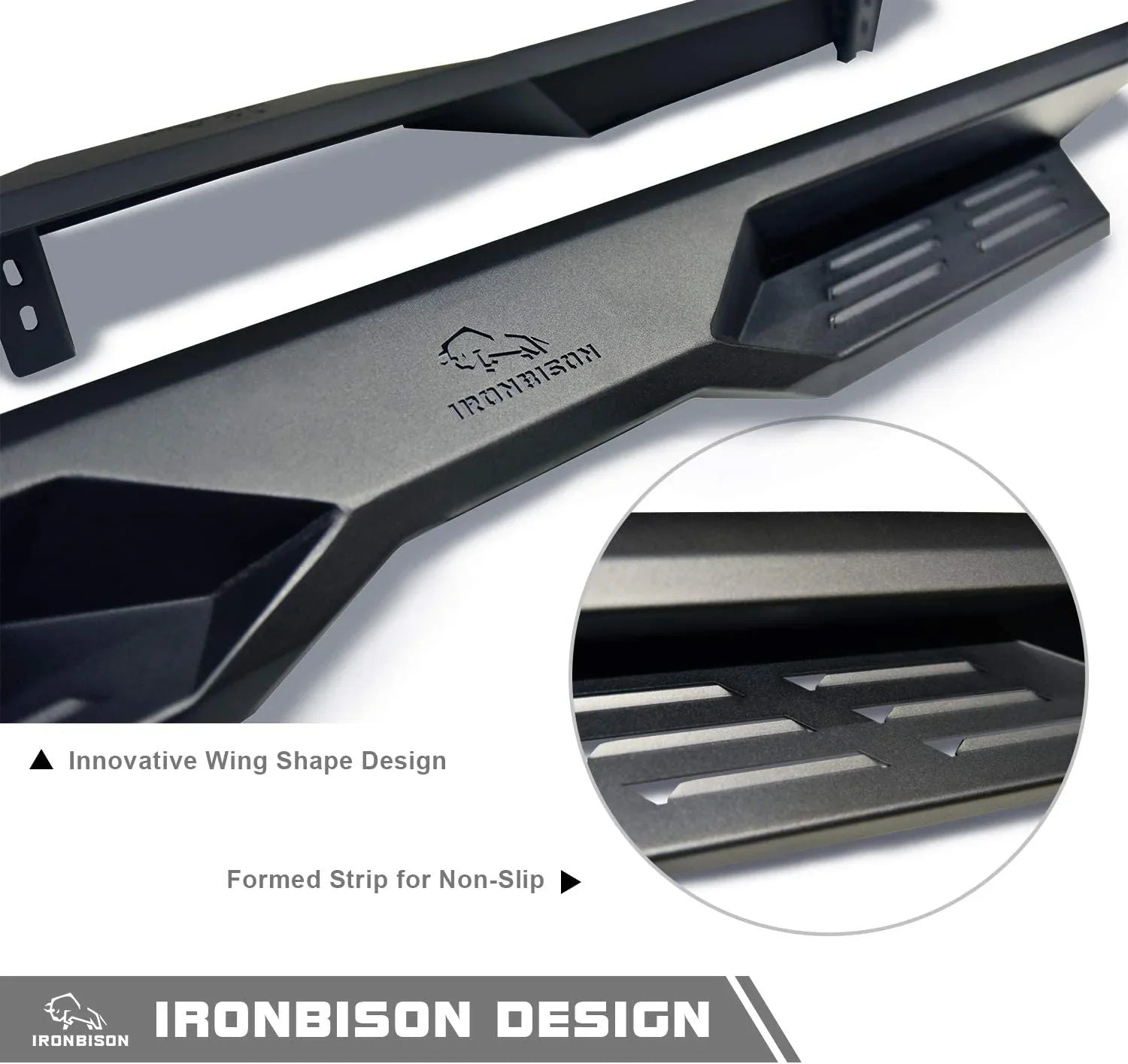 IRONBISON Defender Running Boards Fit 2018-2024 Jeep Wrangler JL 4 Door(Excluded 2018 Wrangler JK) SUV 5" Drop Side Steps Nerf Bars Rock Slider Fine Texture Black(2pcs)