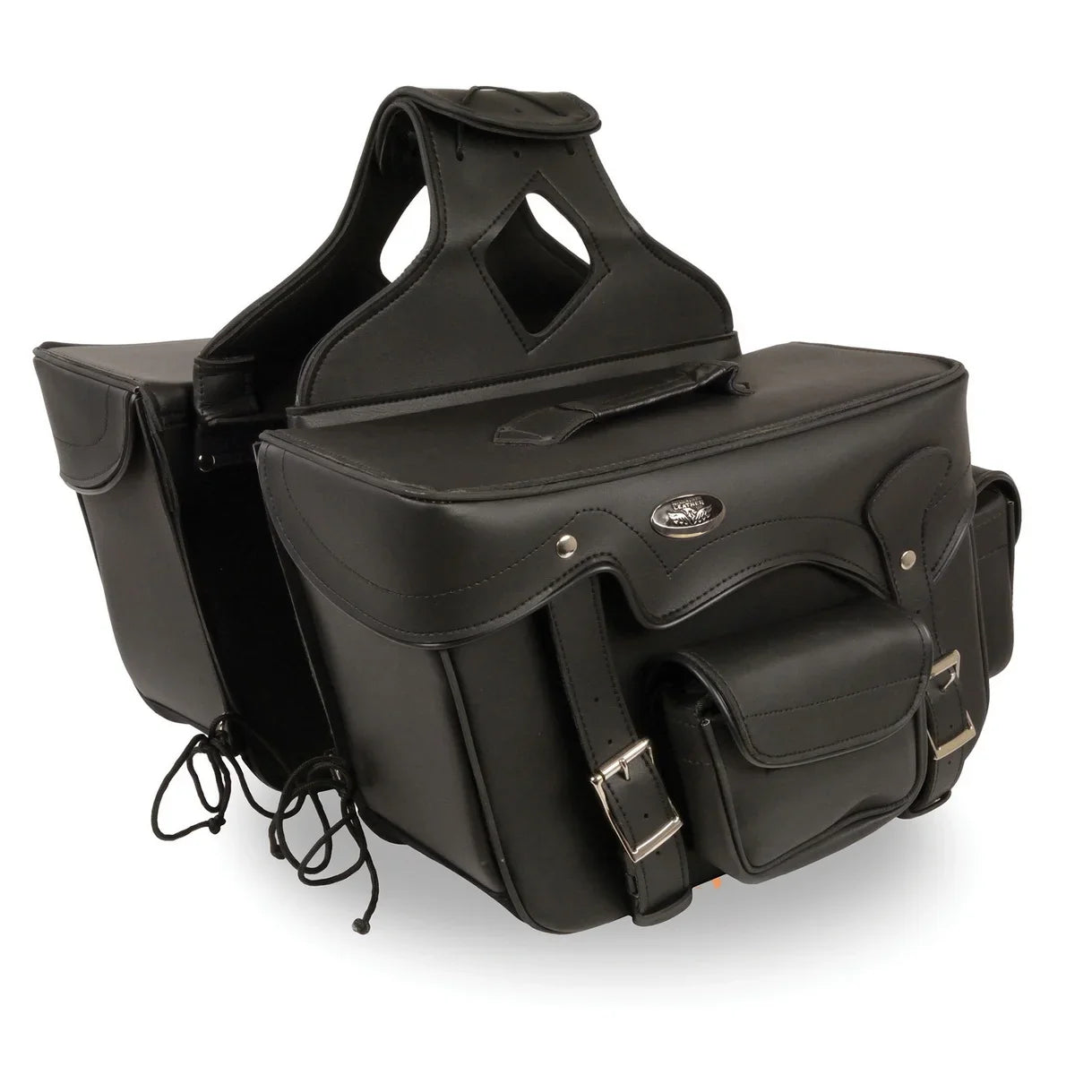 Milwaukee Leather SH66602 Zip-Off Double Pocket Studded PVC Throw Over Motorcycle Saddlebags
