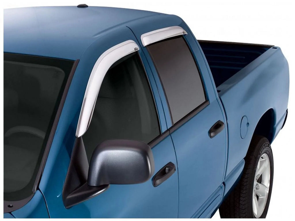 Auto Ventshade (AVS) by RealTruck Outside Mount Front Window Ventvisor 2Pc - Chrome appropriate with Select: 2017-2019 Nissan Titan Xd, 2021 Nissan Titan Sv/Sl/Platinum Reserve