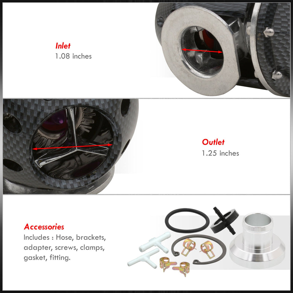 Universal SQV Style Turbo Blow Off Valve BOV + Weldable Adapter O-Ring Flange Kit (Carbon Fiber) - Billet Aluminum Turbocharger Charger