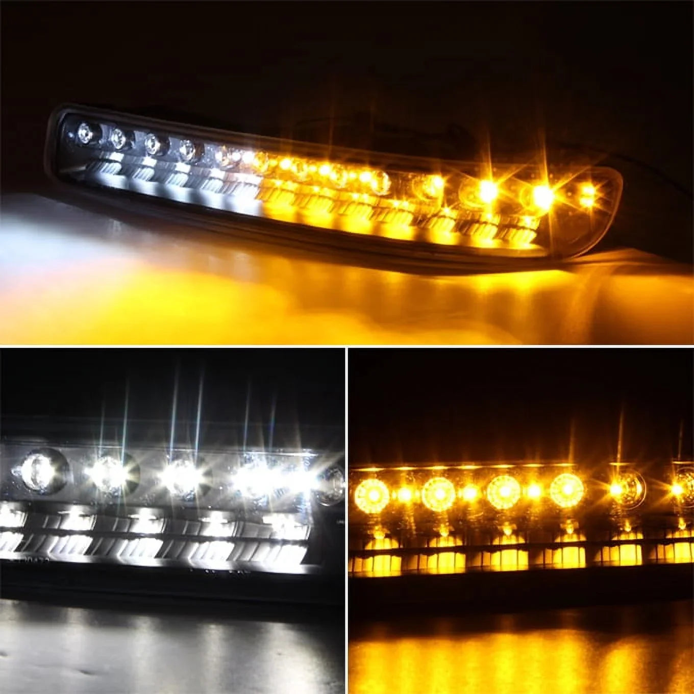 AKKON - For GMC Sierra Yukon Halo Projector Headlights Lamps + LED Bumper Signal Lights Replacement Combo
