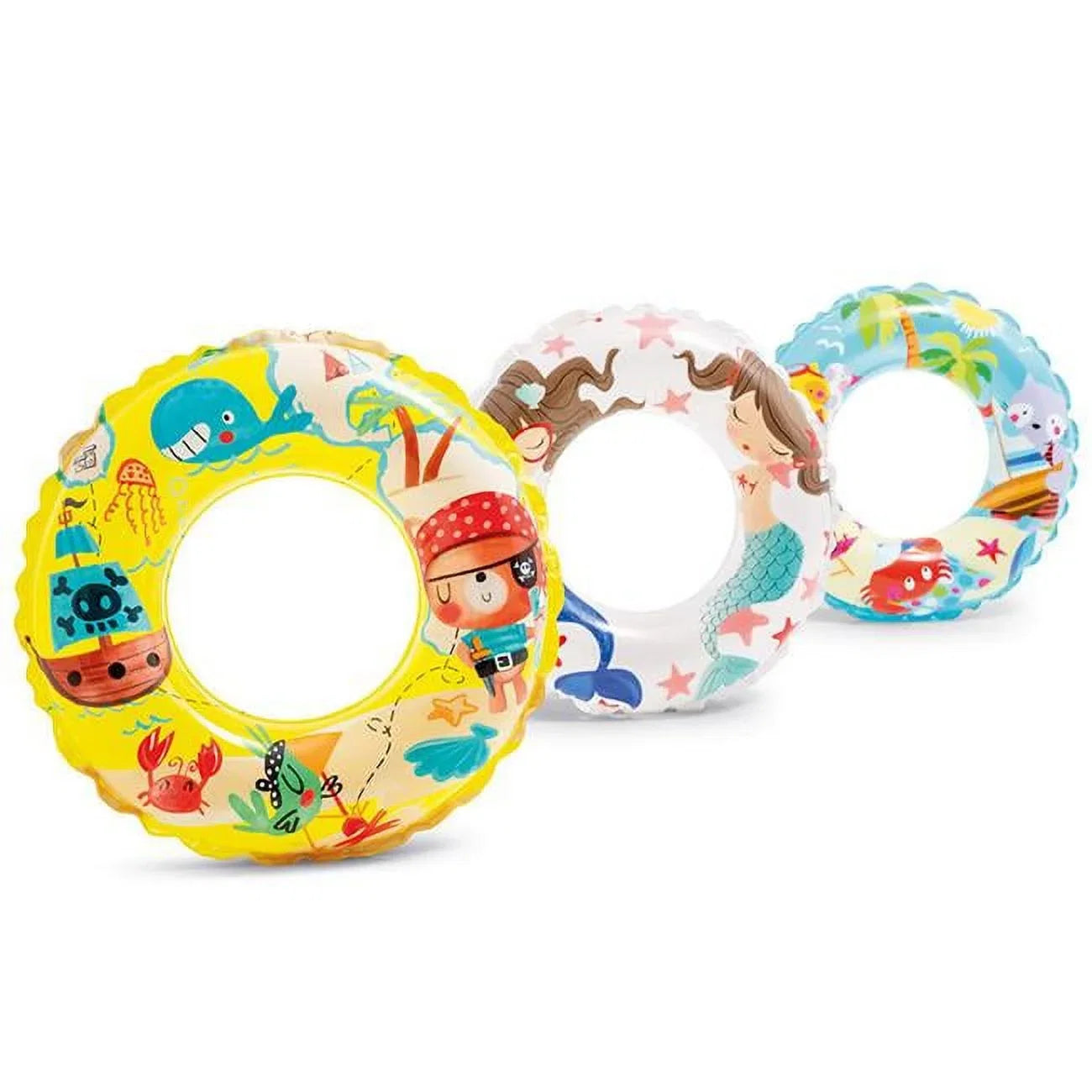 Inflatable Swim Rings, Assorted Print - Case of 36. 24 in