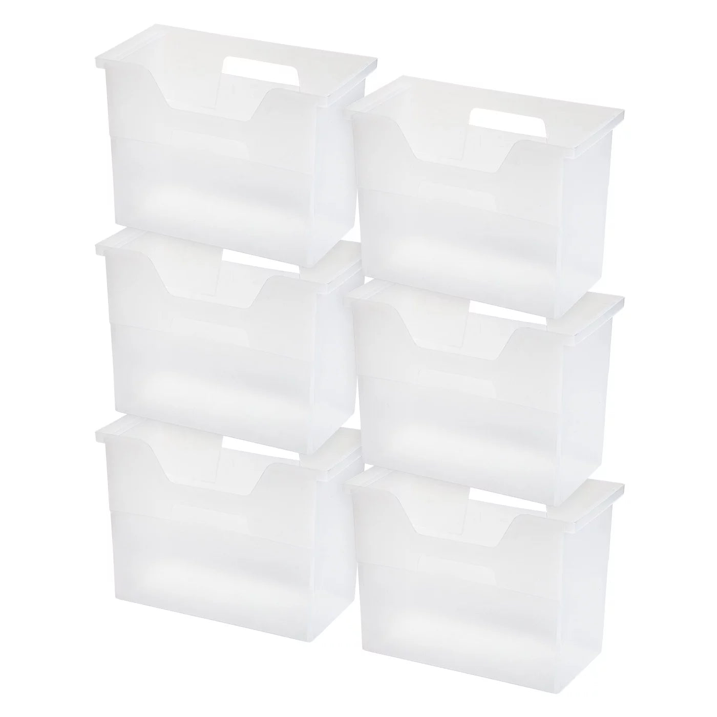 IRIS USA Medium Portable Desktop File Box with Open Lid, 6 Pack, Side Handles, Hanging File Folders, Tabs & Inserts, Letter Size, Magazines, Newspapers, Mail, Books, Notebooks, Clear