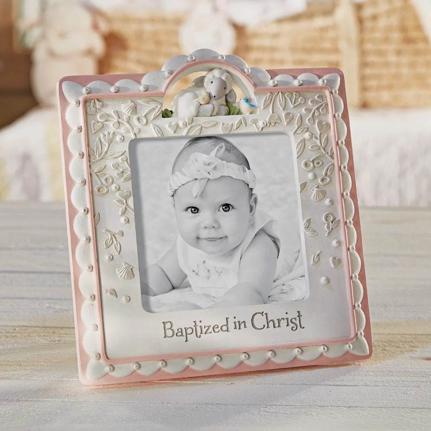 Photo. CB Gift 135902 Baptized in Christ Photo Frame, Pink - Holds 4 x 4 in