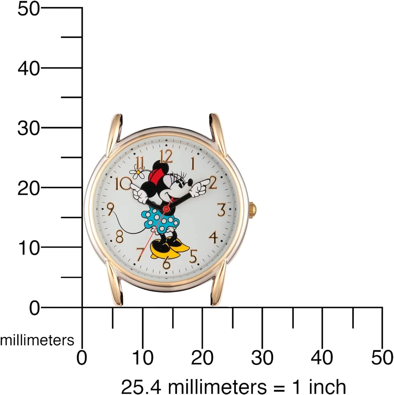 Disney Minnie Mouse Women's Two Tone Cardiff Alloy Watch, Brown Leather Strap, W002770