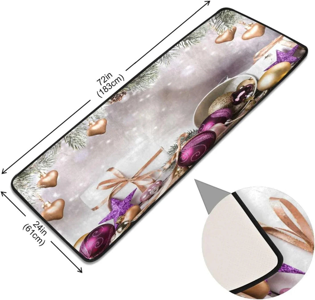 Bestwell Christmas Elements Runner Rug with Rubber Backing, Soft Wooden Non Slip Entryway Rug Runner, Washable Area Rug Carpet for Hallway Bedroom Kitchen Decor,24x72 inch