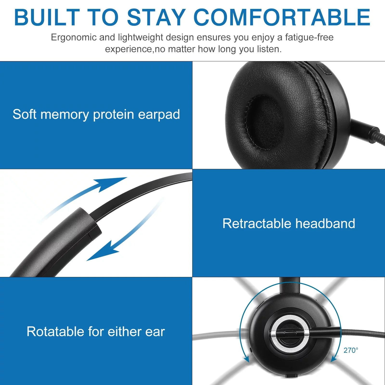 Comfortable Bluetooth Headset, UX-M97 Wireless Headset with Microphone, Wireless Cell Phone Headset with Noise Isolation Mic Charging Base Mute Function for  Z5 With Charging Dock