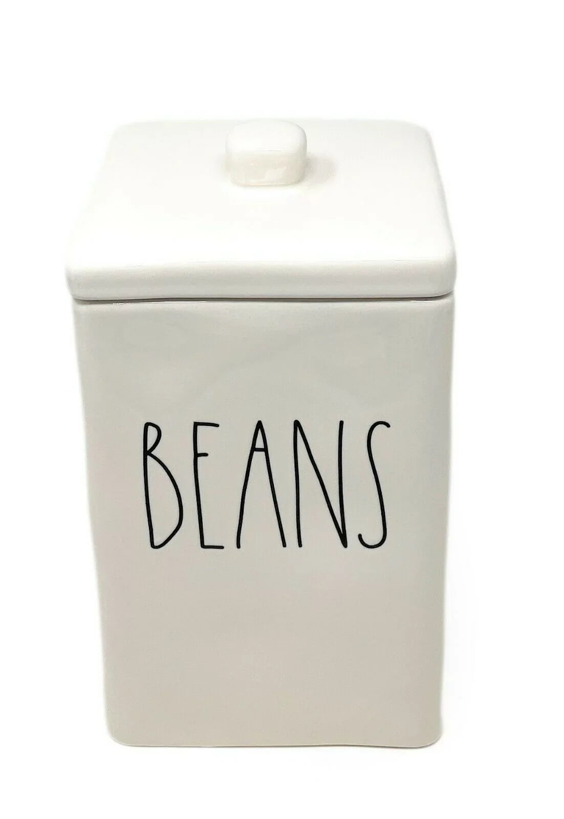 Rae Dunn by Magenta BEANS LL Letter Ceramic Square Canister with Lid