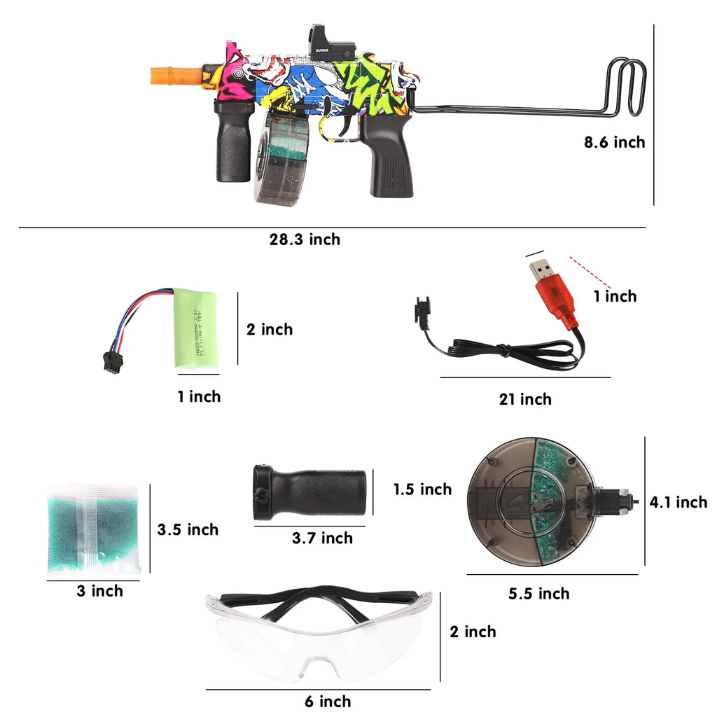 Yimore Toys Gel Ball Blaster Automatic Splatter Balls Gun with 15,000 aqua Beads for Out Door Activity , Backyard Games for Kids&Adult Ages 12+
