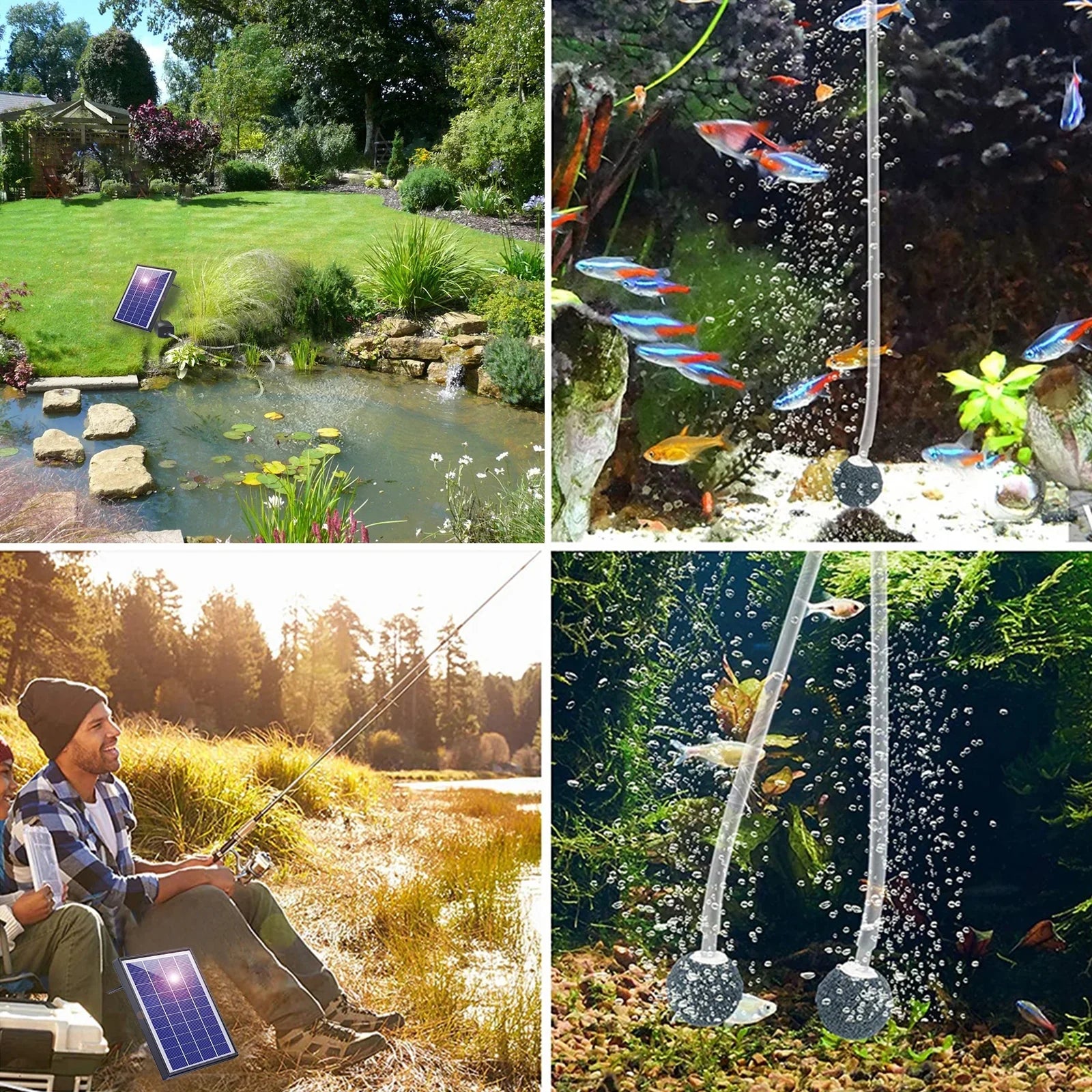 GoolRC Oxygenation pump, Pool Pond Aerator Air Pump Bubble Stones Fish Air Bubble Stones Solar Pump Fish Air Pump Aerator Fish6w 2 Air BubbleAerator Air Pump Aerator With Yaliya