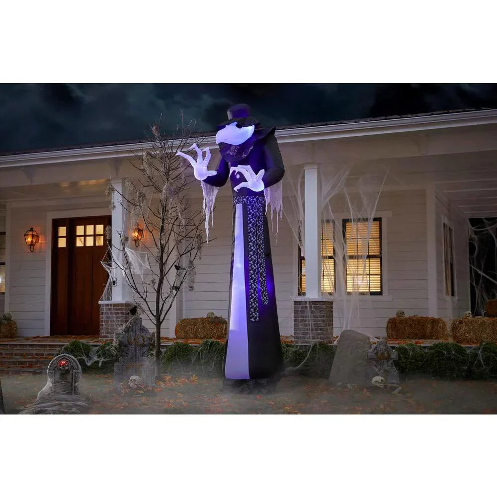 Short Circuit Victorian Reaper Halloween Inflatable with Lightshow Projection. 12 ft