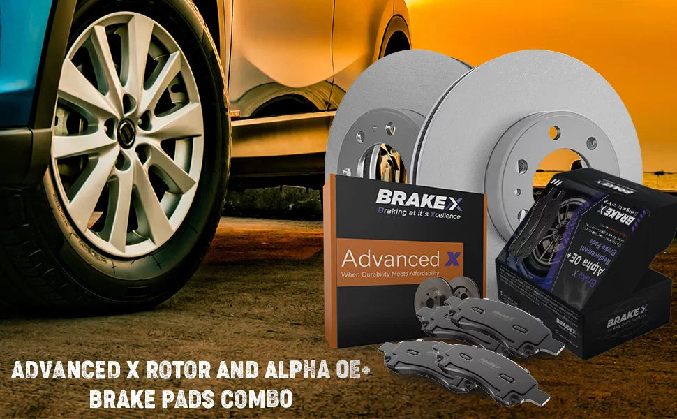 [Rear] Brake X Advanced X Replacement Disc Rotors and Premium Ceramic Brake Pads Kit | 6 Piece Set | For 2003 Jeep Liberty 3.7