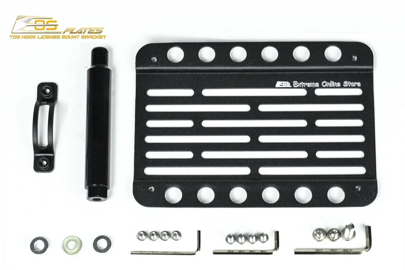 Extreme Online Store Replacement for 2014-Present Mini Cooper | EOS Plate Version 1 Front Bumper Tow Hook License Plate Relocator Mount Bracket Tow-119 (Mid Size)