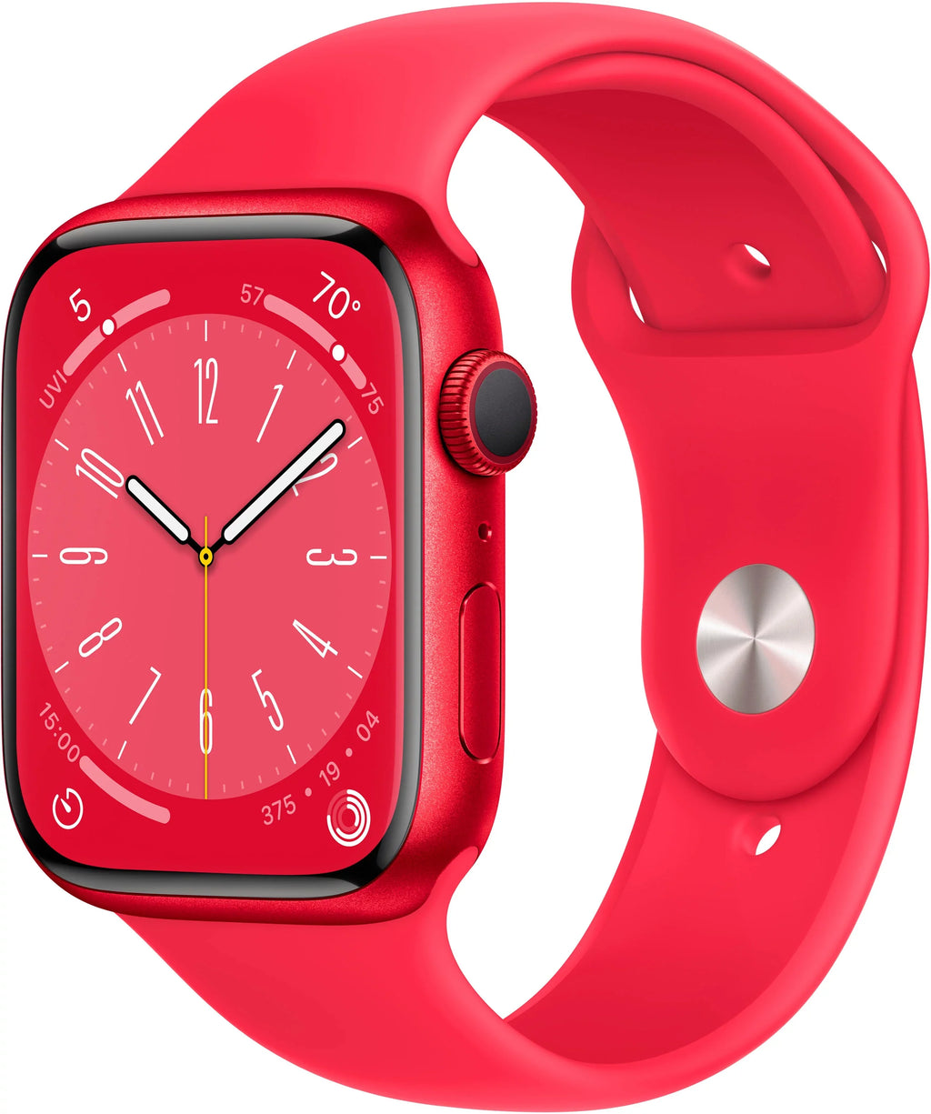 Restored  Watch Gen 8 Series 8 45mm (PRODUCT)RED Aluminum - (PRODUCT)RED Sport Band MNUU3LL/A (Refurbished)