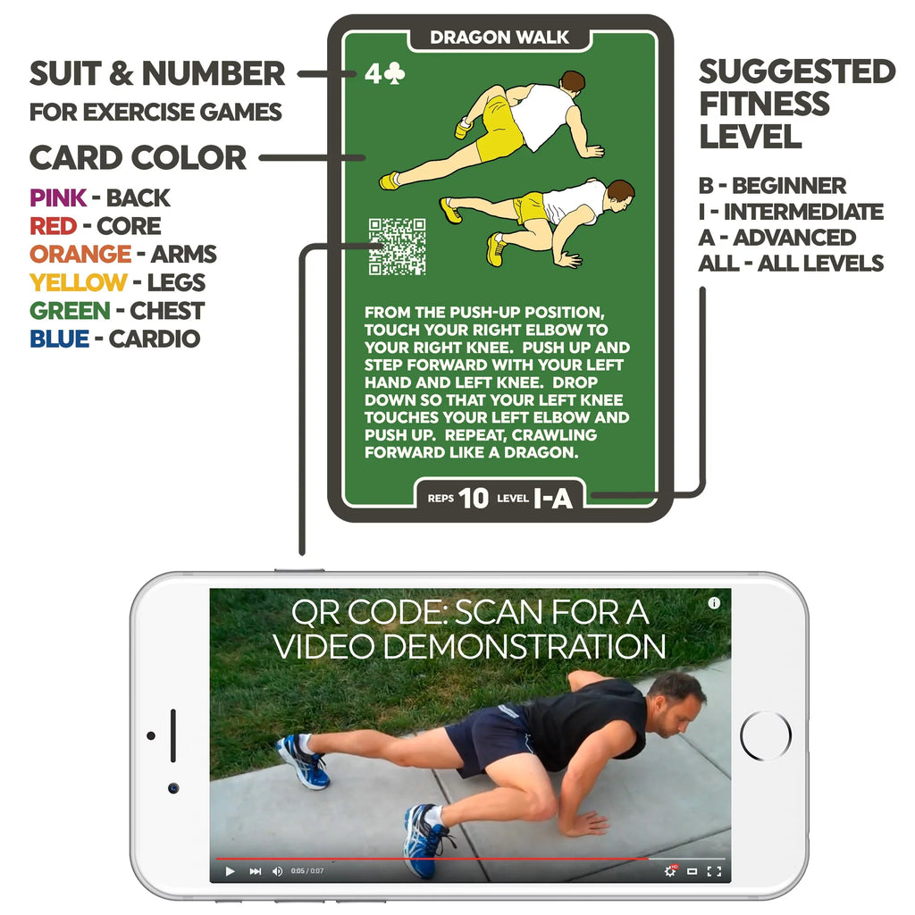 (Bodyweight Mega Pack). Burn Fat Build Muscle. No Equipment Needed. Video Instructions Included. Designed by a Military Fitness Expert. Stack 52 Bodyweight Exercise Cards: Workout Playing Card Game