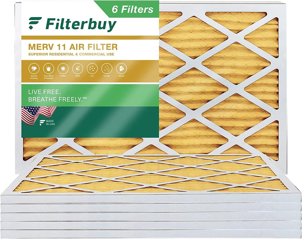 Filterbuy 15x28x1 MERV 11 Pleated HVAC AC Furnace Air Filters (6-Pack)