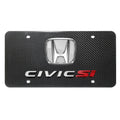 Honda Civic Si 3D Chrome Logo Dual 100% Real Carbon Fiber License Plate