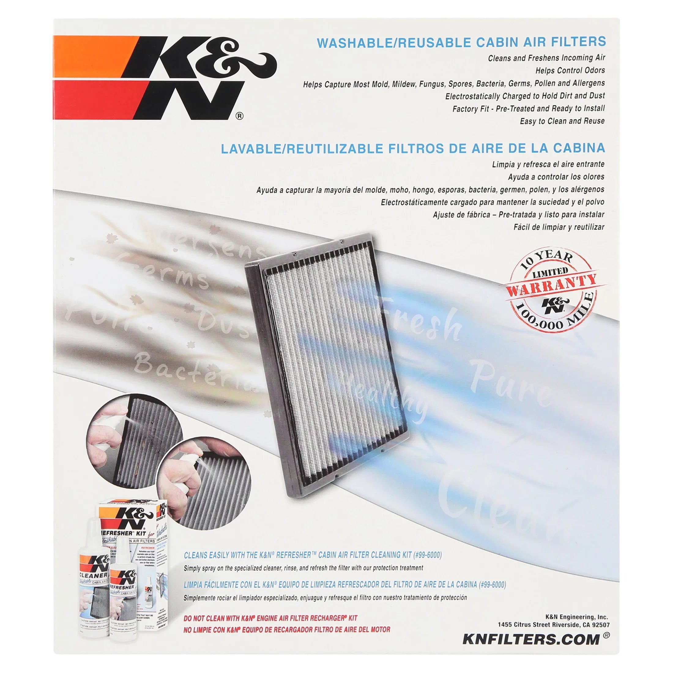 K&N VF3004 Washable & Reusable Cabin Air Filter Cleans and Freshens Incoming Air for your Honda, Acura Fits select: 2003-2008 HONDA PILOT, 1999-2004 HONDA ODYSSEY