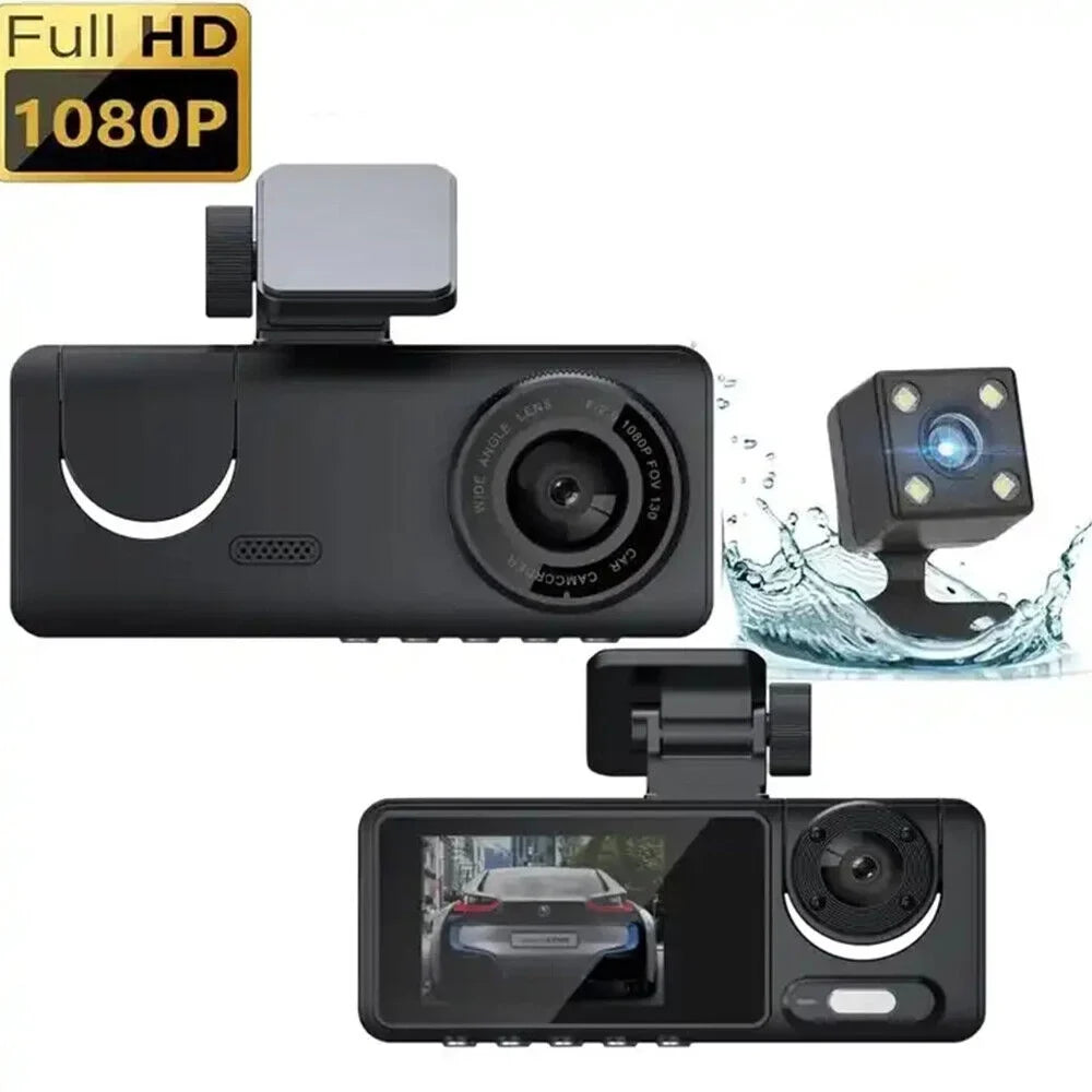 Onemayship High Definition 1080P 3-in-1 In-Car Camera System Front Rear Inside Crisp Video Recording G-sensor
