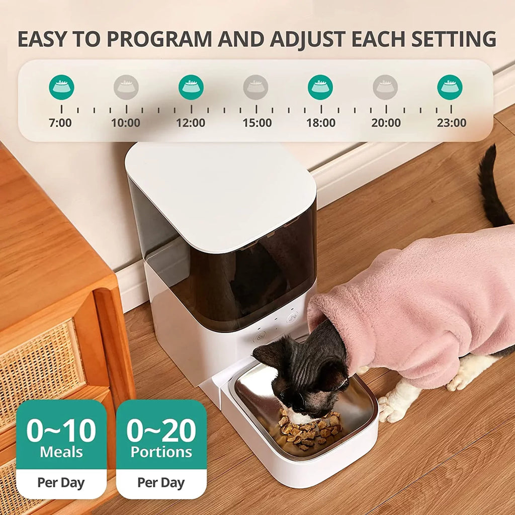 boqii Automatic Cat Feeder, Timed Cat Feeder with APP Control, Dog Food Dispenser with Stainless Steel & Lock Lid, 30S Voice Recorder