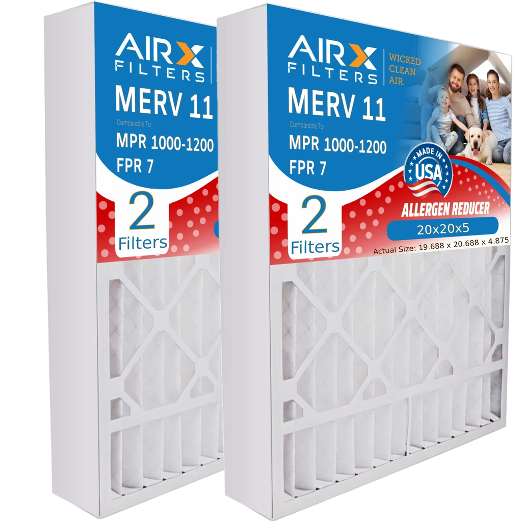 20x20x5 Air Filter MERV 11 Comparable to MPR 1000, MPR 1200 & FPR 7 matching with Skuttle 000-0448-003 Premium USA Made 20x20x5 Furnace Filter 2 Pack by AIRX FILTERS WICKED CLEAN AIR.