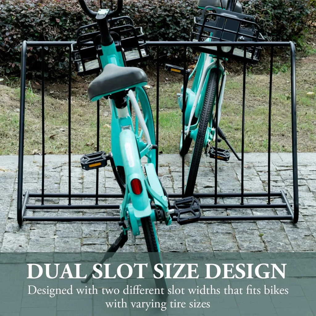 YGDU 6-Bicylce Capacity Steel Pipe Double-Sided Bike Rack Stand/Grid Bicycle Parking Storage Holder, Black