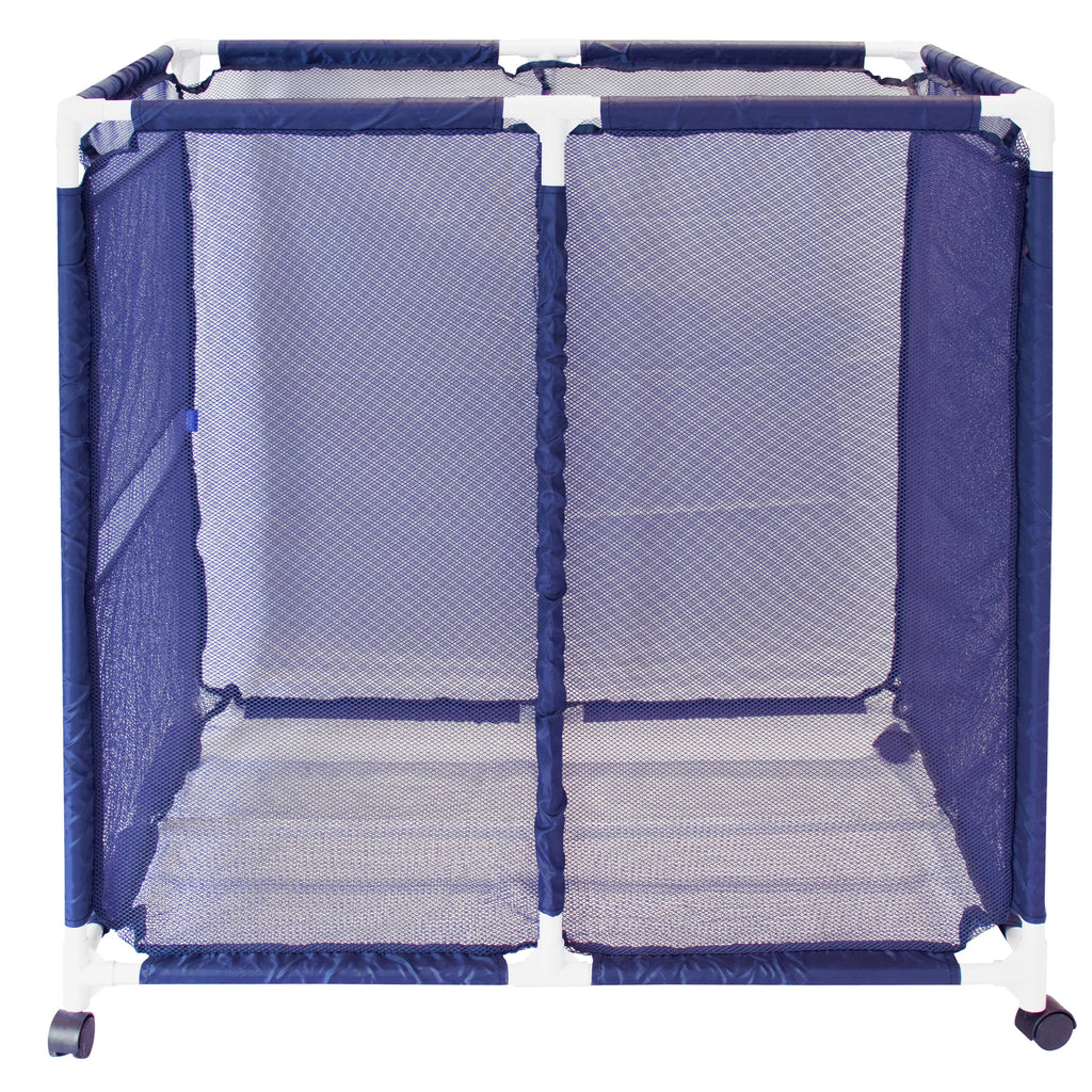 Essentially Yours Pool Floats, Balls, Toys and Equipment Rolling Mesh Organizer Storage Bin, Large, (35" W x 25.4" L x 37.5" H), Blue / White Style 455102