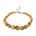 Shop LC Tiger's Eye Round Stainless Steel Rhodium Plated Beaded Bracelet for Women Ct 59.04 Mothers Day Gifts for Mom