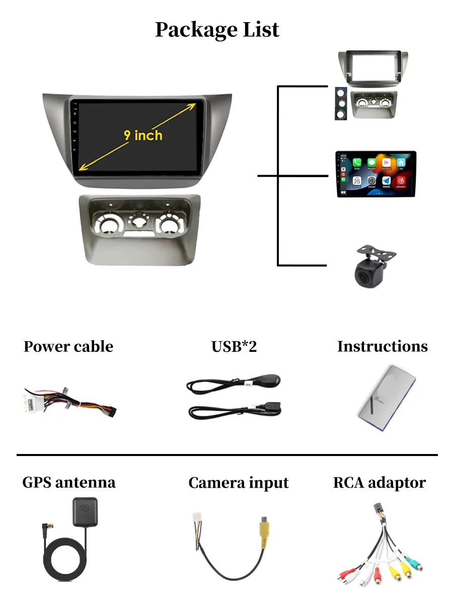 Carplay Car Radio Stereo For Mitsubishi Lancer 9 CS 2000 - 2010 GPS Navi Android Screen With Bluetooth Android Auto
