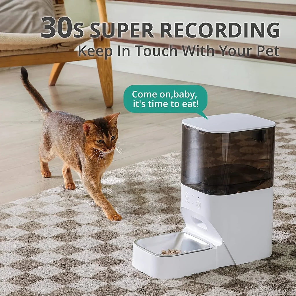 boqii Automatic Cat Feeder, Timed Cat Feeder with APP Control, Dog Food Dispenser with Stainless Steel & Lock Lid, 30S Voice Recorder