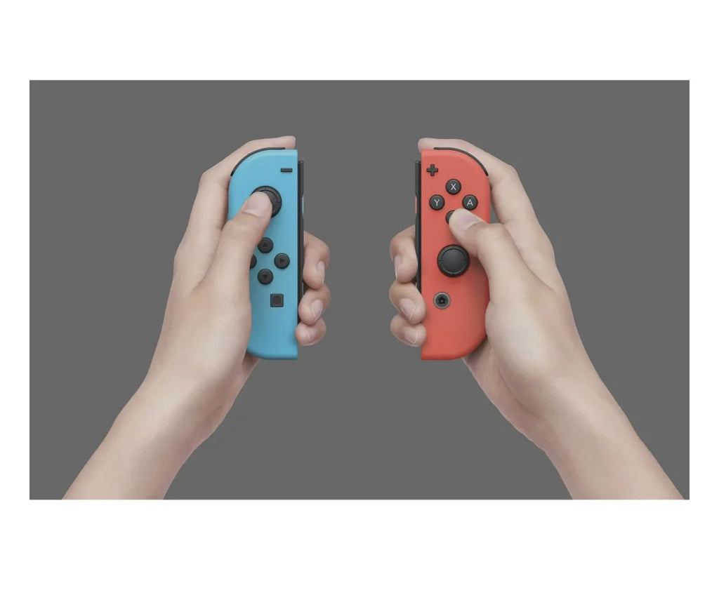 Nintendo Switch Console with Neon Blue & Neon Red Joy-Con - Bundle with Super Mario Odyssey + Luigi's Mansion 3 + Switch Carrying Case + 64GB MicroSD Card