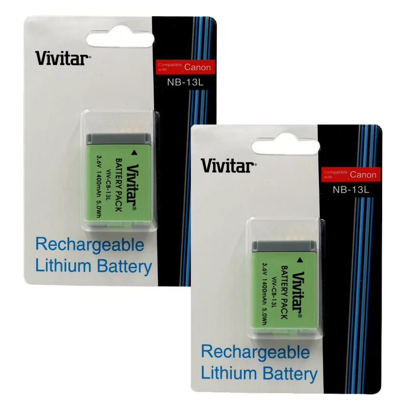 Two Vivitar Rechargeable Replacement Battery  NB 13L for  PowerShot SX720 HS Digital Camera