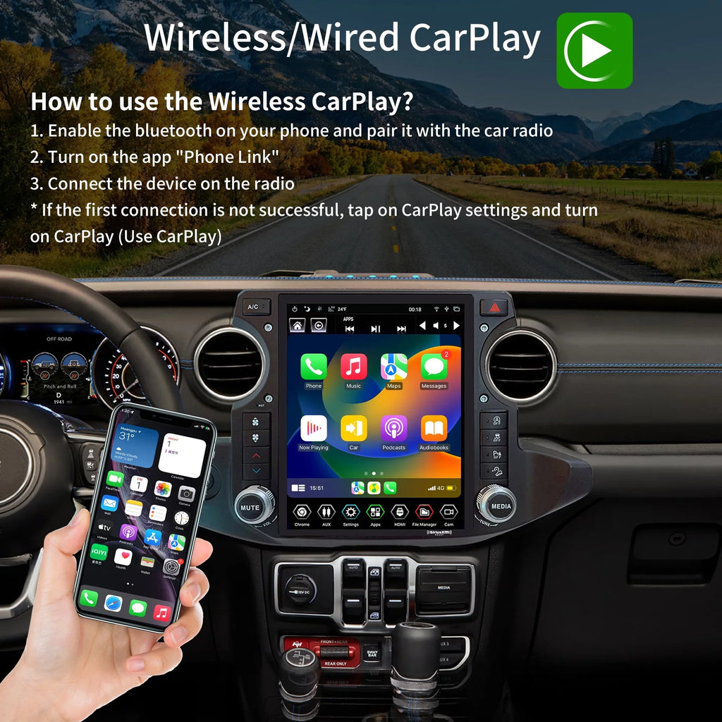 Linkswell Gen5 T-style 12.1 inch Car SirusXm Radio Stereo for Jeep Wrangler Gladiator 2018-2021 Touch Screen Car Navigator Android Truck Replacement GPS radio 4G+64G  Carplay Auto