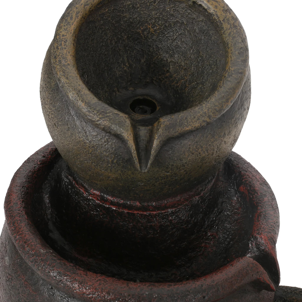 GDF Studio Morrigan Outdoor 3 Tier Jar Fountain, Rustic Multibrown