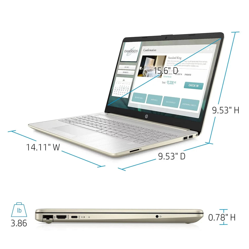 2022  15.6" FHD Laptop PC  11th 4-Core i5-1135G7 24GB DDR4 RAM 512GB NVMe SSD  Iris Xe Graphics Webcam HDMI WiFi AC RJ45 BT USB-C Backlit Keyboard Gold Windows 10 Pro w/RE Accessories