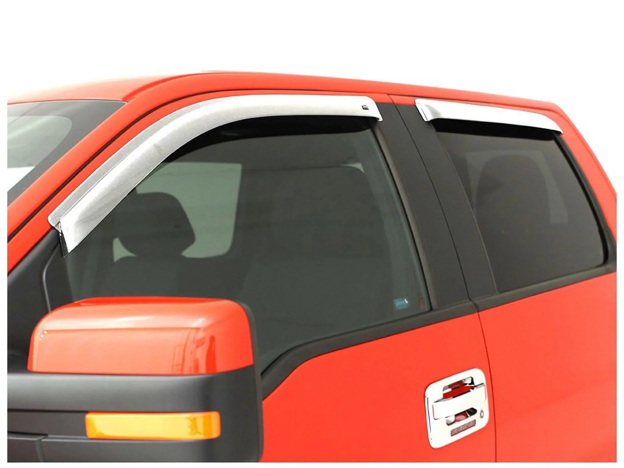 Auto Ventshade (AVS) by RealTruck Outside Mount Front Window Ventvisor 2Pc - Chrome appropriate with Select: 2017-2019 Nissan Titan Xd, 2021 Nissan Titan Sv/Sl/Platinum Reserve