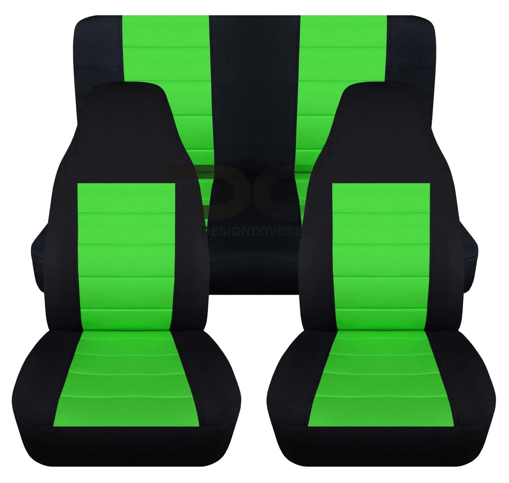 T240-Designcovers suitable with 2003-2006 Jeep Wrangler LJ : Black and Lime Green - Full Set