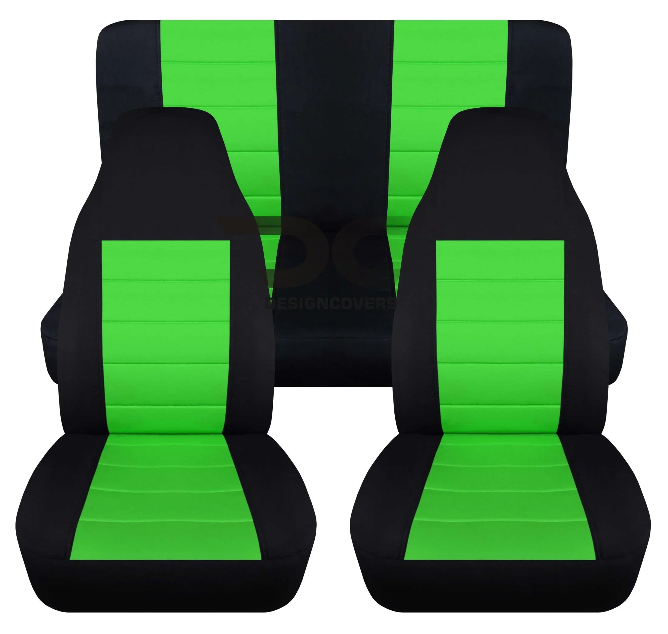 T240-Designcovers suitable with 2003-2006 Jeep Wrangler LJ : Black and Lime Green - Full Set