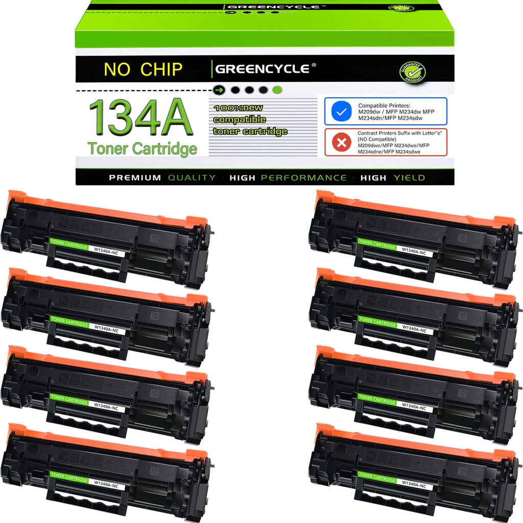 GREENCYCLE 8 appropriate for  134A W1340A (No Chip) Black Toner Cartridge Replacement with  Laserjet M209dw MFP M234dw M234sdw M234sdn Printer