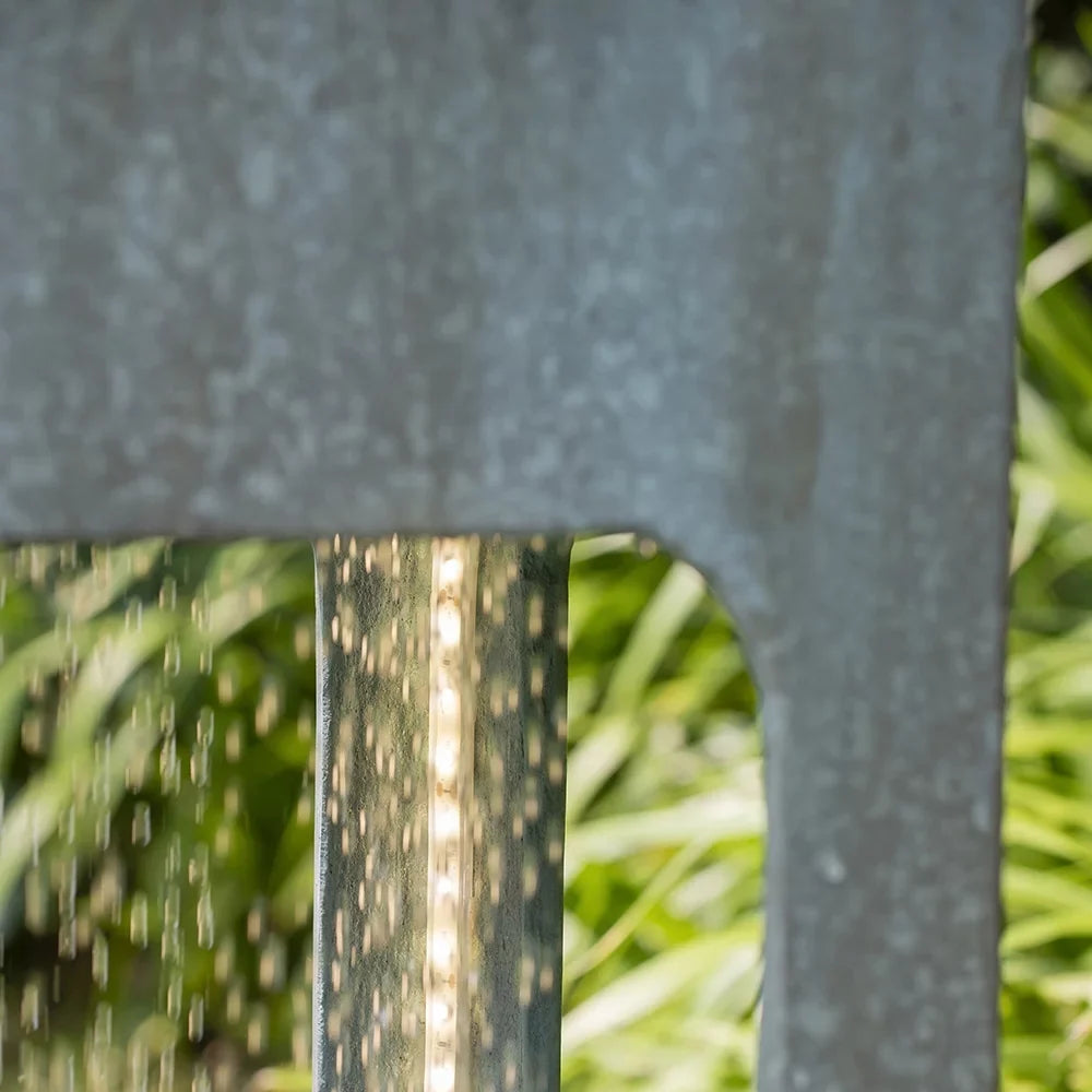 CoSoTower 13X13X44" Tall Contemporary Sphere Outdoor moisture Fountain, Cement/Concrete Outdoor Fountain, Antique Blue Raindrop moisture Feature with Light for Garden, Lawn, Deck & Patio