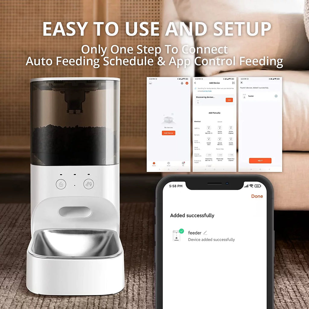 boqii Automatic Cat Feeder, Timed Cat Feeder with APP Control, Dog Food Dispenser with Stainless Steel & Lock Lid, 30S Voice Recorder