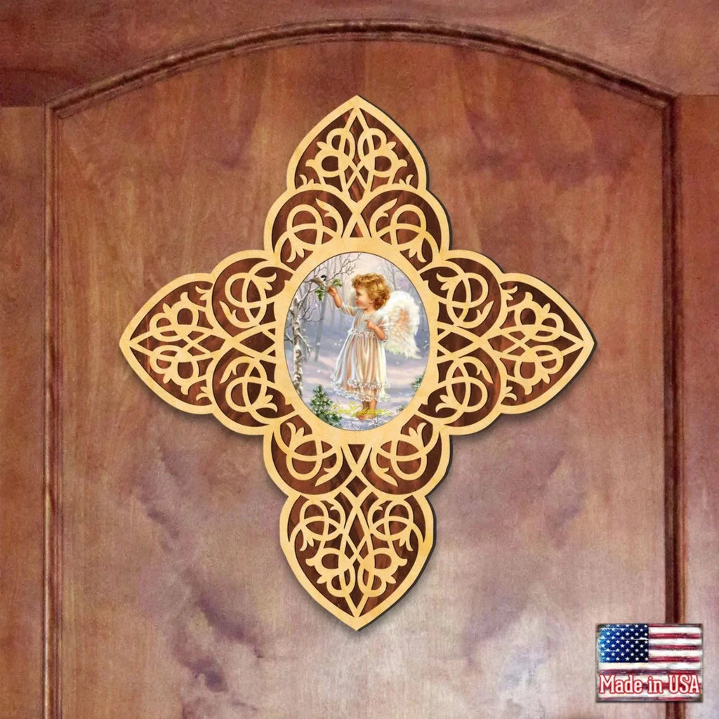 Gelsinger | Inspirational Icon D�cor - 88482-DG. Angel Girl Filigree Wooden Cross by D