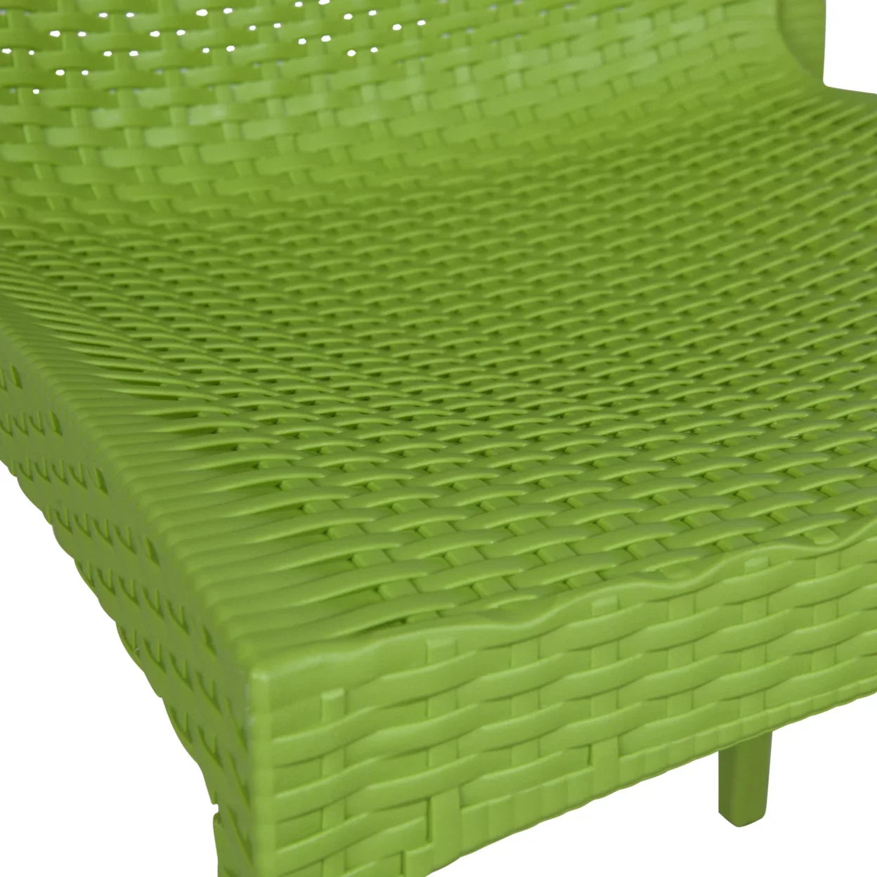 LeisureMod Modern Weave Mace Indoor Outdoor Dining Chair in Green Set of 2