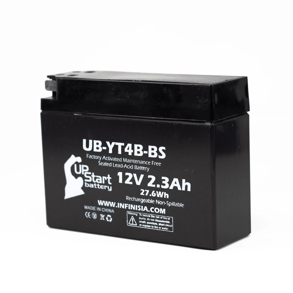4-Pack UpStart Battery Replacement for 2008 Yamaha SR400 400CC Factory Activated, Maintenance Free, Motorcycle Battery - 12V, 2.3Ah, UB-YT4B-BS