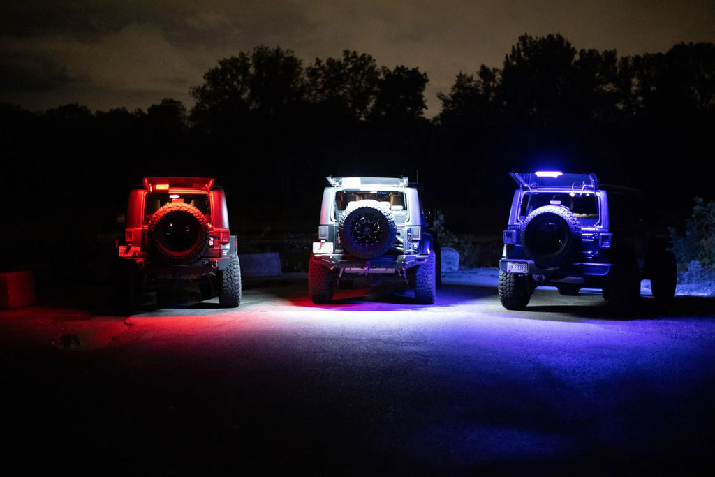 Fits All Jeep Wranglers Hardtop Models  of CJ, TJ, LJ, JK, JKU, JL,JLU  from 1987 -2023.. Brawlee Silicone RGB Interior Bluetooth Light Bar with Remote By Done Right LED